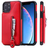 Voor iPhone 11 Pro effen kleur dubbele gesp rits schokbestendige beschermhoes (rood)