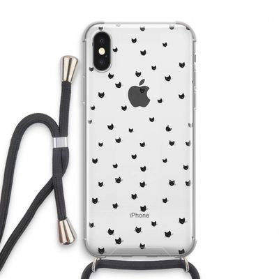 Kleine kattenkopjes: iPhone XS Transparant Hoesje met koord