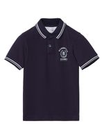 Brunello Cucinelli Kids polo en coton à logo imprimé - Bleu