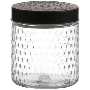 Voorraadpot/bewaarpot Roma - 500 ml - glas - zwart - D12 x H12 cm