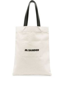 Jil Sander logo-print canvas tote bag - Tons neutres