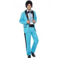 Jaren 80 kostuum - blauw - voor heren - colbert - broek - overhemd - polyester - 80s