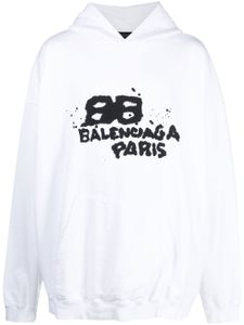 Balenciaga hoodie à logo imprimé - Blanc