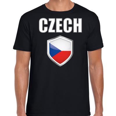 Tsjechie vlag thema landen t-shirt - zwart - voor heren - Supporters kleding - korte mouwen