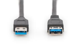 Digitus USB-kabel USB 3.2 Gen1 (USB 3.0 / USB 3.1 Gen1) USB-A stekker, USB-A bus 1.80 m Zwart AK-300203-018-S
