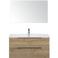 Seville Badmeubelset 100 cm - Natuur Eiken Edge Greep - Wastafel Enjoy met Spiegel