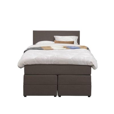 Leen Bakker - Boxspring Met Opbergruimte Liv Egaal - Donker - 120x200 Cm - Stof - Bruin