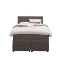 Leen Bakker - Boxspring Met Opbergruimte Liv Egaal - Donker - 120x200 Cm - Stof - Bruin