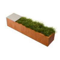 Geroba Geroba Florisa C5 hardhouten zitbank met plantenbak 2000x400x420mm - Cortenstaal