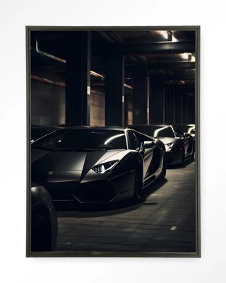 Urban Cotton Wandkleed 'Luxury Drive' 145 x 190cm in Floating Frame - black