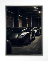 Urban Cotton Wandkleed 'Luxury Drive' 145 x 190cm in Floating Frame - black
