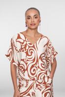 Geisha Top Bi-color 63435-26 T-shirt Korte Mouw 760 Ecru/tabacco