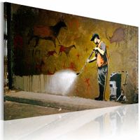 Schilderij - Banksy - Graffiti Verwijderen, 40x60cm , wanddecoratie , premium print op canvas - thumbnail