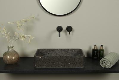 Terrazzo Waschbecken, dunkel terrazzo, rechteckig 50*32,5*12 cm TRZ-504dt