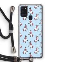 Eenhoorns overal: Samsung Galaxy A21s Transparant Hoesje met koord