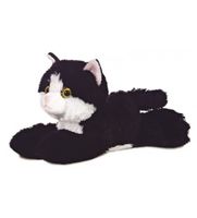 Aurora Knuffel Mini Flopsie maynard zwart-wit kat 20,5 cm - thumbnail