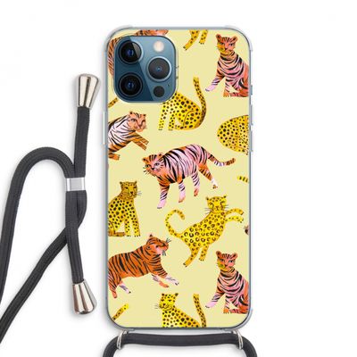 Cute Tigers and Leopards: iPhone 12 Pro Max Transparant Hoesje met koord