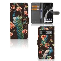Google Pixel 7 | Telefoonhoesje | Met pasjeshouder | Pauw met Bloemen