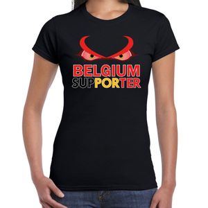 Belgium supporter fan t-shirt zwart EK/ WK voor dames