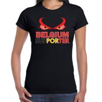 Belgium supporter fan t-shirt zwart EK/ WK voor dames - thumbnail