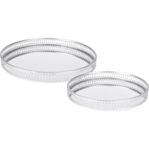 Set van 2x stuks ronde kaarsenplateaus spiegel zilver D25 en D30 cm