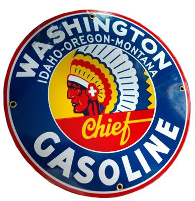 Washington Gasoline Emaille Bord - 30 cm ø