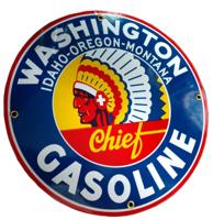 Washington Gasoline Emaille Bord - 30 cm ø