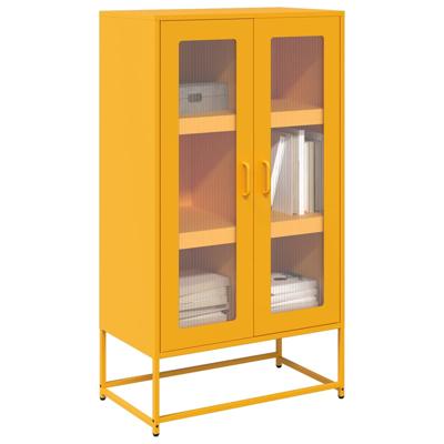 Hoge kast 68x39x123 cm staal mosterdgeel