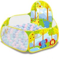 Decopatent® Ballenbak met Basketbal Net - MET 100 Ballen voor Ballenbak - Baby - Dieren print Ballenbad voor kinderen - Ballenbad - thumbnail