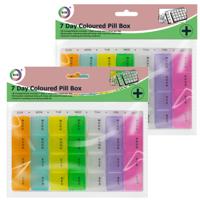 DID Pillendoosje - 2x stuks - 28-vaks - medicijnendoos - gekleurde vakjes - 17 x 11 cm DID Pillendoosje - 2x stuks - 28-vaks - medicijnendoos - gekleurde vakjes - 17 x 11 cm