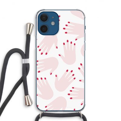 Hands pink: iPhone 12 Transparant Hoesje met koord
