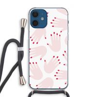 Hands pink: iPhone 12 Transparant Hoesje met koord