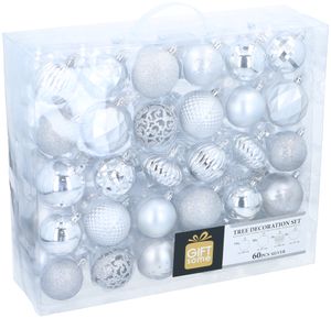 Kerstballen Zilver 60 stuks
