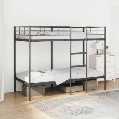 Stapelbed zonder matras 90x190 cm staal zwart