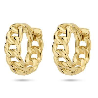 Klapoorringen Schakelmotief geelgoud 3,5 x 10,5 mm