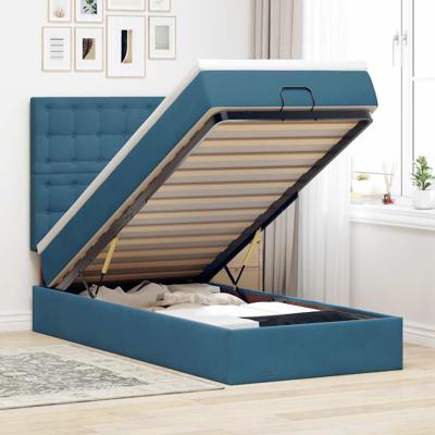 Ottoman bed met matrassen en LED's 90x190cm fluweel donkerblauw