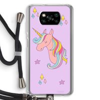 Roze eenhoorn: Xiaomi Poco X3 NFC Transparant Hoesje met koord