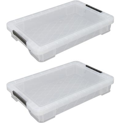 Allstore Opbergbox - 2x stuks - 12 liter - Transparant - 55 x 36 x 9 cm - kunststof - met deksel