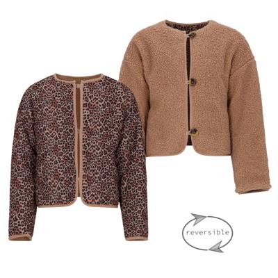 NoBell winter jasje meisjes - bruin - Dimo - omkeerbaar, animal AOP