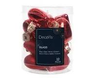 Decoris kersthangers glas hart 12st kerstrood