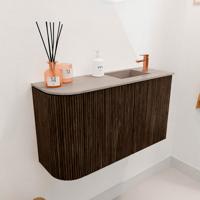 Toiletmeubel Mondiaz Joya Dlux | 71.6 cm | Meubelkleur Walnut | Faye wastafel Saba Wasbak Rechts | 1 kraangat
