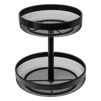 Fruitschaal Double Fruit - metaal - D30 x H31 cm - zwart - 2 laags