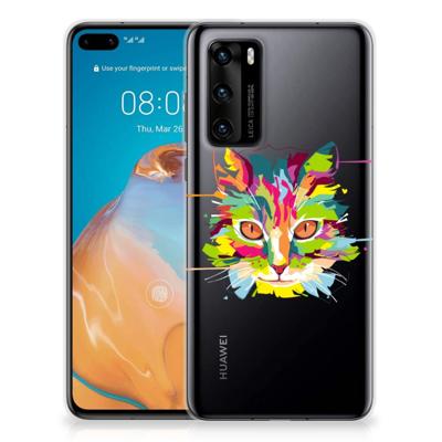 Huawei P40 Telefoonhoesje met Naam Cat Color Huawei P40 Telefoonhoesje met Naam Cat Color