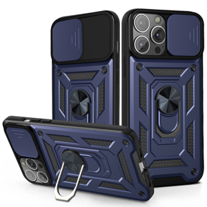 iPhone 16 Plus hoesje - Backcover - Rugged Armor - Camerabescherming - Extra valbescherming - TPU - Blauw