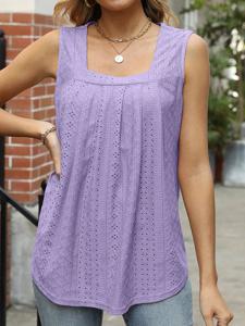 Plain Casual Square Neck Tank Top