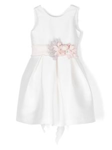 Mimilù robe plissée à appliques fleurs - Blanc