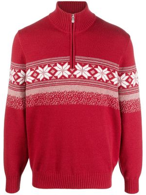 Brunello Cucinelli pull Fair Isle à col zippé - Rouge