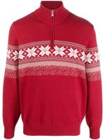 Brunello Cucinelli pull Fair Isle à col zippé - Rouge Brunello Cucinelli pull Fair Isle à col zippé - Rouge