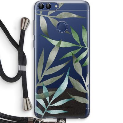 Tropical watercolor leaves: Huawei P Smart (2018) Transparant Hoesje met koord