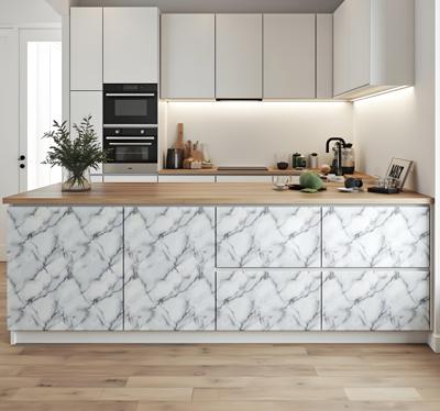 Witte en grijze marmertextuur keuken muursticker
